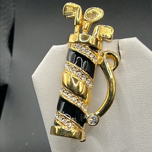 Vintage Pure Allure rhinestone and enamel golf bag brooch - Picture 1 of 6